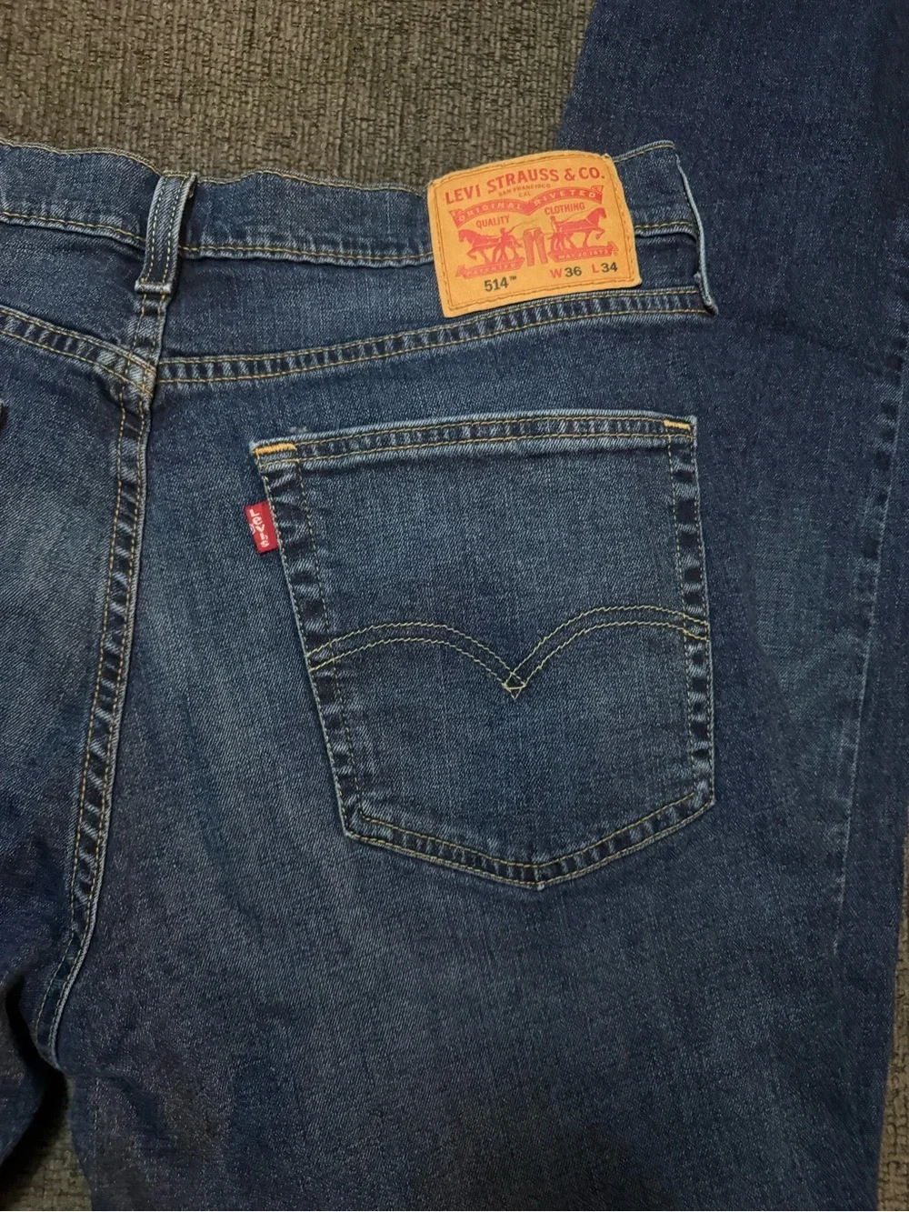 Levi’s 514 Straight Fit Jeans Men’s W36 L34 Dark Wash Classic Denim EUC